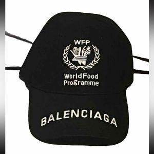 Black Unisex Balenciaga Hat WFP World Food Programme Letters Adjustable Tag Cap